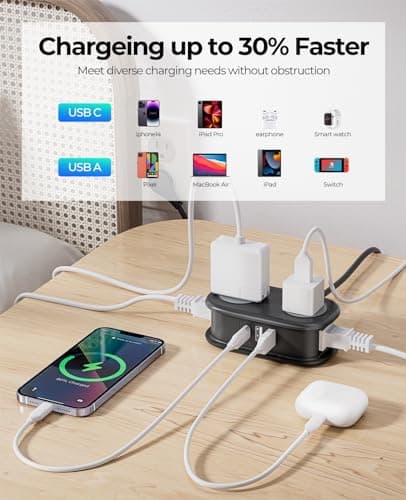 Cruise Approved Travel Power Strip, ORICO 4 Outlets 3 USB Ports (1 USB C) with 4FT Wrapped Short Extension Cord Small Power Strip, Compact for Hotel Travel Essentials ETL Listed-AP3 — view 2