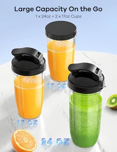 Ganiza Blender for Smoothies, 14Pcs Personal Blender for Shake and Smoothies for Kitchen with 3 Portable Cups (1x24oz & 2X17oz), Single Serve Smoothie Maker, Nutritious Recipe — view 4