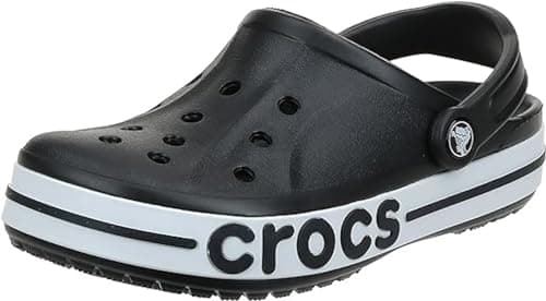 Crocs Unisex-Adult Bayaband Clogs, Black/White, 7 Men/9 Women