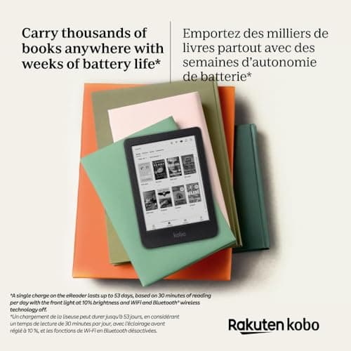 Kobo Clara BW | eReader | 6” Glare-Free Touchscreen with ComfortLight PRO | Dark Mode Option | Audiobooks | Waterproof | 16GB of Storage | Black — view 5