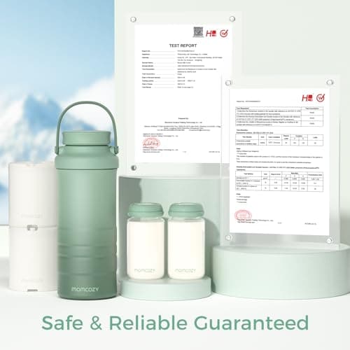 Momcozy 22oz Portable Breast Milk Cooler for Outdoor, Life Saver with 360° Total Cooling for 24 Hours, Larger Capacity Travel Breastmilk Chiller with 2pcs Baby Bottles for Breastmilk Storage, Green — view 6