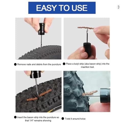 Tubeless Bike Tire Repair Kit for MTB & Road Bicycles - Quick Repair for Punctures & Flats, Includes Storage Canister, Plugger Tool & 15 Rubber Repair Strips, Essential Bicycle Tyre Repair Tool Set — view 4