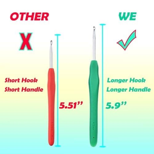 Yarniss Ergonomic Crochet Hooks Set, 9 Sizes Crochet Hooks with Case 2.0mm~6.0mm for Beginner — view 2