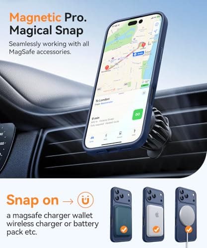 CANSHN Magnetic Compatible with iPhone 17 Pro Case, Upgraded [Full Camera Protection] [Compatible with Magsafe] [Translucent Matte] Shockproof Protective Phone Cover 6.3 Inch - Deep Blue — view 3