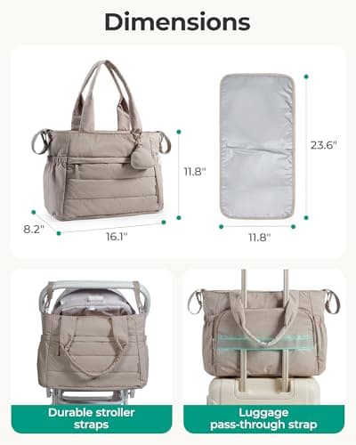 BAGSMART Diaper Bag Tote for Baby, Hospital Bag for Labor Delivery, Large Mommy Bag with Portable Changing Pad Pacifier Case for Travel Weekender Work — view 4