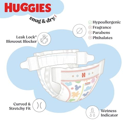 Huggies Size 1 Diapers, Snug & Dry Newborn Diapers, Size 1 (8-14 lbs), 44 Count, Packaging May Vary — view 9