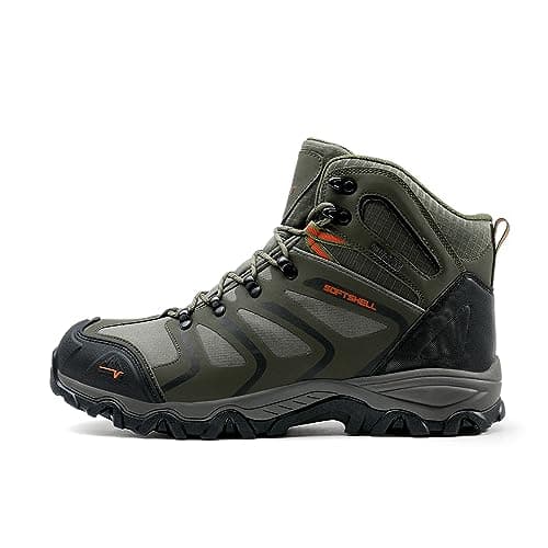 NORTIV 8 Men's Ankle High Waterproof Hiking Boots Outdoor Lightweight Shoes Backpacking Trekking Trails ARMADILLO,Size 10.5W,Army/Green/Black/Orange,160448_M-W — view 2