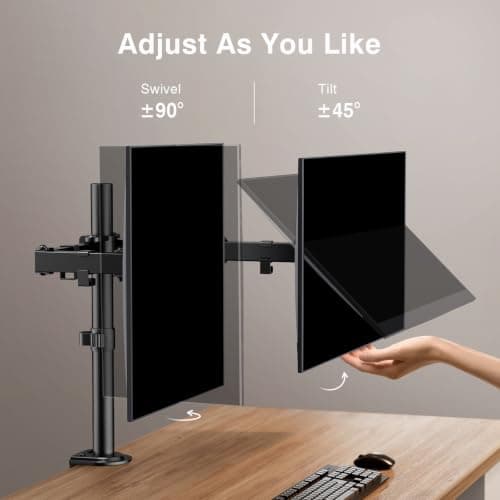 ErGear Dual Monitor Desk Mount, Fully Adjustable Dual Monitor Arm for 2 Computer Screens up to 32 inch, Heavy Duty Dual Monitor Stand for Desk, Holds up to 17.6 lbs per Arm, EGCM1 — view 3