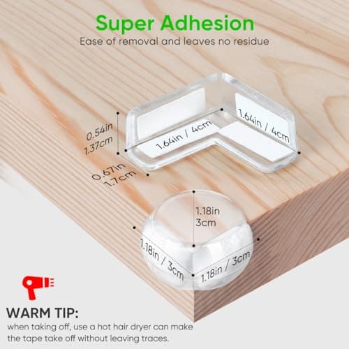 30 Pack Corner Protector Baby, Table Corner Protector Guards Clear Bumper for Furniture Corner Protectors Corner Guards Baby Proof Corner Covers Safety, Round Shape + L Shape — view 4
