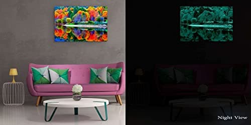 Startonight Canvas Wall Art - Colors of Forest Water Reflection, Nature Trees Lake Colorful Large Stretched Print, Modern for Bedroom or Living Room, Office Decor Unique Luminous Artwork 32" x 48" — view 6