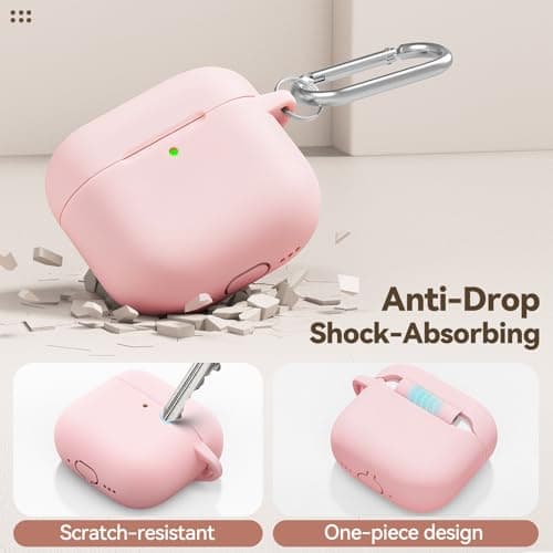 Wowwat for AirPods 4 Case Cover 2024, Soft Silicone Protector-Pink — view 3