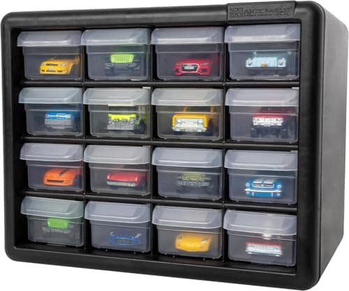 Akro-Mils 16-Drawer Plastic Drawer Storage Cabinet for Garage Organization, Beads, Makeup Organizer, Building Bricks Storage, Teacher Toolbox, 10-1/2" W x 6-1/2" D x 8-1/2" H, 10116 Black — view 16