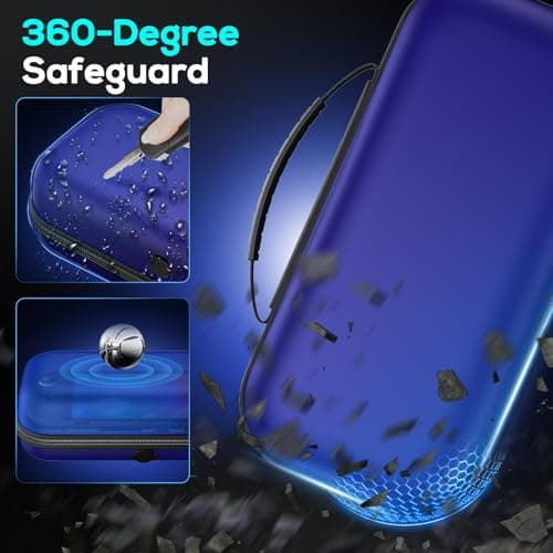 Auarte [Charge inside Carrying Case for Nintendo Switch 2 2025 / Switch OLED / Switch with Adapter and for Joy Cons Storage, Travel Cases for Switch 2 Console with 22 Game Card Storage (Blue) — view 3