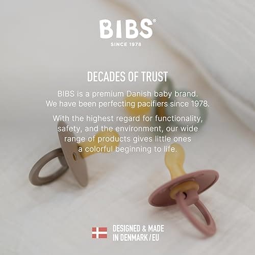 BIBS Pacifiers Colour Collection | Natural Rubber Baby Pacifier | Set of 2 BPA-Free Soothers | Made in Denmark | 0+ Months (Pack of 2) | Baby Blue/Iron — view 5