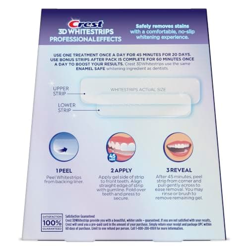 Crest Teeth Whitening Strips, Crest 3D Whitestrips Professional Effects, Enamel Safe Teeth Whitening Kit, 22 Treatments (44 Strips), Professional-Level Whitening, 19 Levels Whiter — view 9