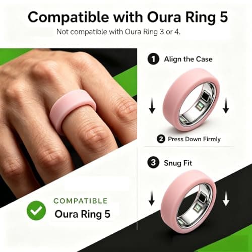 Silicone Case Compatible with Oura Ring 5, 2-Pack Smart Ring Protectors, Soft Anti-Scratch Protective Sleeves,Pink+ White,Small — view 4