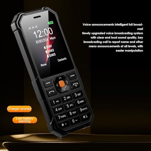 PUSOKEI Big Buttons Cell Phone for Seniors, Basic Phone with SOS Button, 2.4" Screen, HD Camera, Flashlight, FM Radio, Bluetooth, Flashlight, Triple SIM Slot, 5800mAh Battery (Black) — view 2