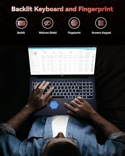 NIMO 15.6" FHD Light-Gaming-Laptop, 8 Cores AMD Ryzen 7 Pro 6850U 32GB LPDDR5 RAM 1TB SSD (Beat i7-1360P Up to 4.7GHz) GPU AMD Radeon 680M IPS Computer with 100W Type-C Backlit Keyboard Fingerprint — view 5