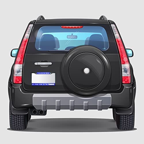 HOSNYE Police Box Police Call License Plate Frame Black 2 Pcs My Other Ride is The Tardis Blue Metal Cute Licenses Plates Frames Licenses Plate Covers Car Tag Frame for Women Men US Vehicles — view 5