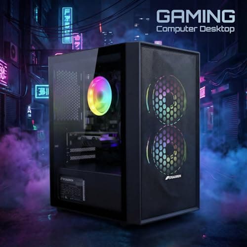 STGAubron Prebuilt Gaming PC Desktop, Radeon RX 560 4G, Intel Core i5 up to 3.6GHz, 16G RAM, 512G SSD, WiFi 6, BT 5.0, RGB Fan x2, Windows 11 Home — view 3