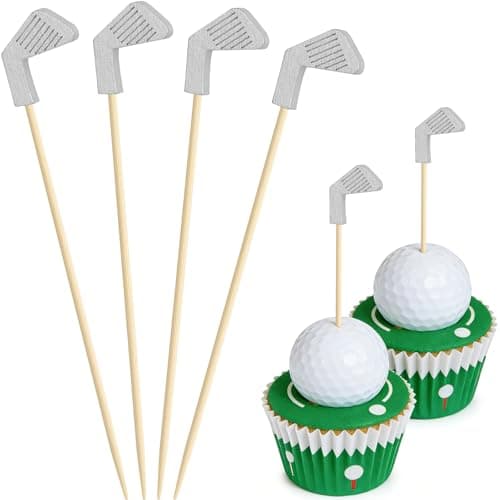 Golf Cocktail Picks, 4.7 IN Fancy Toothpicks for Appetizers, Wooden Fruit Skewers Bamboo Food Sticks for Sandwich, Masters Golf Themed Party Decorations Supplies Drinks Decor Charcuterie Accessories — view 8