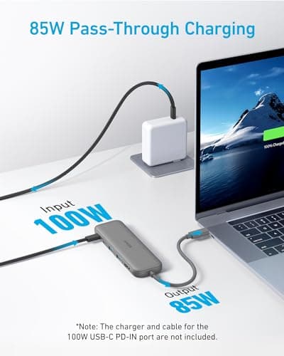 Anker USB C Hub, 5-in-1 USBC to HDMI Splitter with 4K Display, 1 x Powered USB-C 5Gbps & 2×Powered USB-A 3.0 5Gbps Data Ports for MacBook Pro, MacBook Air, Dell and More (Grey) — view 2