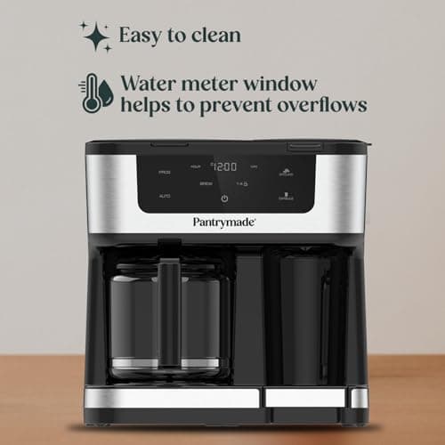 Pantrymade Dual Brew Coffee Maker | 12 Cup Glass Carafe & Single Serve K-Cup Combo | Programmable Touchscreen Coffee Machine for Ground Coffee or Pods | Auto Shut-Off, Black — view 7