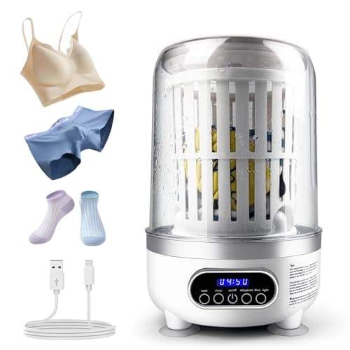 Portable Mini Washing Machine | Compact Deep Cleans Underwear, Baby Clothes, Small Laundry | Type-C, Spin-Dry & UV /4000 mAh Battery (3L-WHITE)