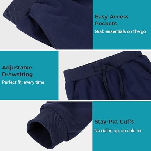 BIG ELEPHANT 3 Pack Boys Sweatpants, Youth Cotton Athletic Joggers Pants with Pockets and Drawstring — view 3