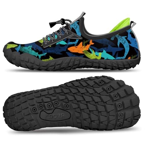 CROVA Built-in Heel Grips Water Shoes for Kids Girls Boys Hiking Shoes Wide Barefoot Swim Beach Pools Slip-On Quick Dry Lightweight for Big Little Kids Toddler
