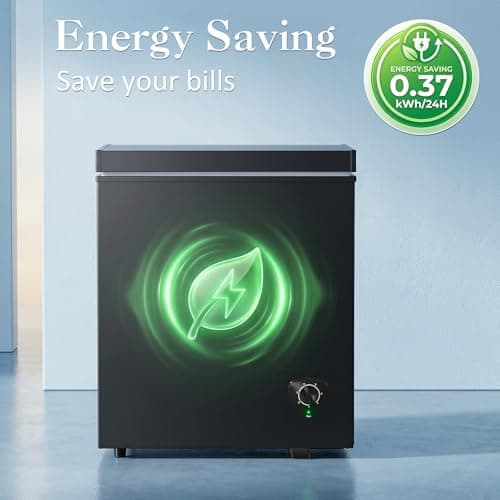LifePlus Chest Freezer - 3.5 Cubic Feet Deep Freezer Compact Freezer with Fast Cold 7 Adjustable Temperature Convenient Pulley, Small Freezer with Low Noise Energy Saving, Black — view 4