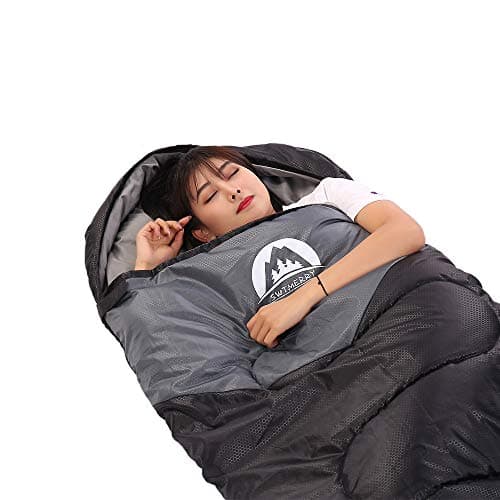 Sleeping Bag 3 Seasons (Summer, Spring, Fall) Warm & Cool Weather - Lightweight,Waterproof Indoor & Outdoor Use for Kids, Teens & Adults for Camping Hiking, Backpacking and Survival (Black Grey) — view 4
