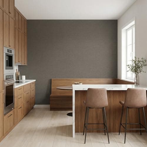 WADILE Grasscloth Peel and Stick Wallpaper 15.7in x 78.7in, Textured Contact Paper for Cabinets, Faux Linen Wall Paper Pull and Stick, Fabric Vinyl Wallpaper Self Adhesive Brown Gray — view 4
