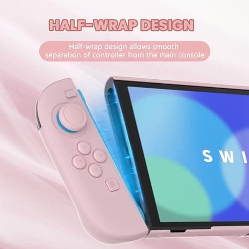 PlayVital Protective Case for Nintendo Switch 2 - Cute Dockable Hard Case Shell for Switch 2 with Thumb Grip & Sticker & Button Caps, Anti-Scratch & Shockproof Cover Skin - Cherry Blossoms Pink — view 4