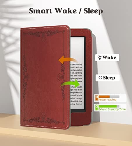 MoKo Case Fits All-New 6" Kindle(11th Generation, 2024/2022 Release)/ Kindle(10th Gen,2019)/Kindle(8th Gen, 2016), Ultra Lightweight PU Shell Cover with Auto Wake/Sleep for Kindle 2024, Vintage Style — view 4