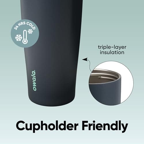 Owala FreeSip Sway Insulated Stainless Steel Water Bottle with Two-Way Spout, Built-In Straw and Bucket Handle, Made for Travel, School, and Sports, 40oz, BPA Free, Leak Proof, Foggy Tide — view 3