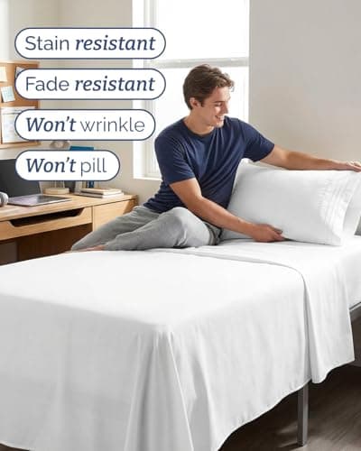 Twin XL 4 Piece Sheet Set - Cooling & Breathable Bed Sheets - Hotel Luxury Bed Sheets for Women, Men, Kids & Teens - Bedding with Deep Pockets & Easy Fit - Soft and Wrinkle Free - Twin XL White Sheets — view 4