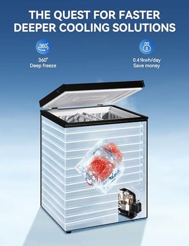 7.0 Cu Ft Chest Freezer - Energy Saving Quiet Top Open Door Mini Freezer Adjustable 6 Thermostat - Compact Small Deep Freezer w/Removable Basket and Defrost Water Drain for Home/Apartment/Garage — view 2