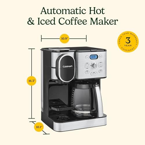 Cuisinart 12-Cup Coffee Maker, Single-Serve Brewer Glass Carafe, Automatic Hot & Iced Coffee Machine, Brew Strength Control and Pause, SS-16, Stainless Steel — view 6