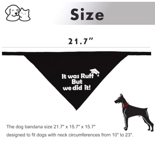 2026 Dog Graduation Bandana and Cap Set It was Ruff but We Did It Black Graduation Dog Outfits with Tassel Adjustable Graduation Cap for Small Medium Large Dogs Cute Pet Costume Photo Prop Cotton — view 5