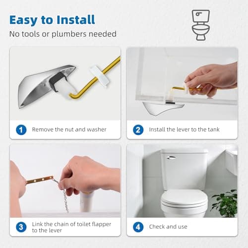 Universal Front Mount Toilet Handle Replacement Kit Compatible with Kohler/Mansfield/American Standard/Gerber Toilets, Toilet Tank Flush Lever with Stainless Steel Chain, Easy Grip Wide Handle, Chrome — view 5