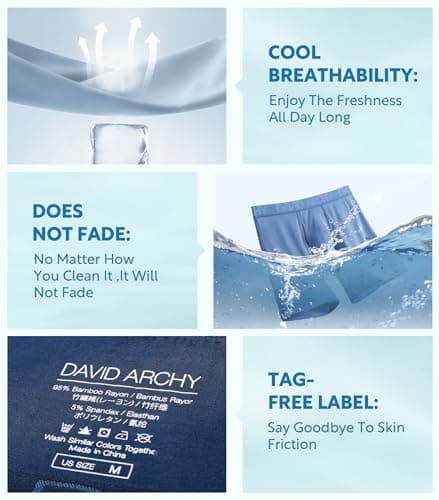 DAVID ARCHY Men's Underwear Bamboo Rayon Boxer Briefs with Fly Multipack — view 4