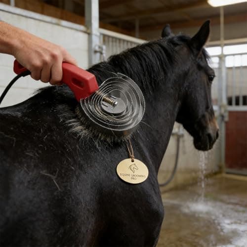 Premium Equigroomer Horse Brush & Curry Comb Set - Reversible Stainless Steel Shedding Tool for Horses, Dogs & Livestock - Ergonomic Deshedding Brush for Grooming & Bathing (1Pc) — view 4