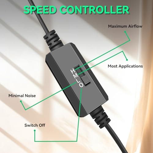Easy Cloud 120mm USB Fan, USB Computer Fan with 3 Speeds Controller Small PC Cooling Fans for Cabinet Case Server TV Receiver Router DVR Xbox Cooler, 2Pcs — view 2