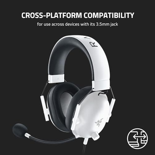 Razer BlackShark V2 X Gaming Headset: 7.1 Surround Sound - 50mm Drivers - Memory Foam Cushion - for PC, Mac, PS4, PS5, Switch - 3.5mm Audio Jack - White — view 7