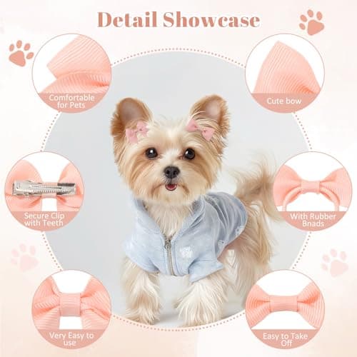 40PCS 2Inch Puppy Dog Hair Bows with Clips & Rubber Bands, Small Pet Grooming Hair Accessories, Cute Puppy Hair Clips for Small Dogs Cats, Mixed Colors — view 2