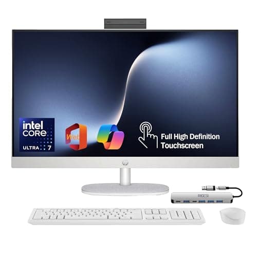 HP 27” FHD Touchscreen All-in-One – Everything to Just Work, Intel Core Ultra 7 155U, 16GB DDR5, 1TB SSD, Free Web Office, HDMI & Ethernet, Windows 11 Pro, USB-C Docking Station Included
