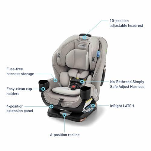 Graco Extend2Fit 3-in-1 Convertible Car Seat, 3 Modes – Rear Facing, Forward Facing Baby Car Seat and Highback Booster Seat, Adjustable Extension Panel for Extra Legroom, Ashten — view 7