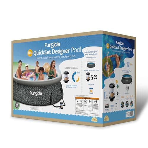 Funsicle QuickSet Designer 10' x 30" Round Above Ground Swimming Pool, With FiltraBoost 400 GPH Filter Pump, Type I Filter Cartridge & Repair Patch, Dark Herringbone — view 5