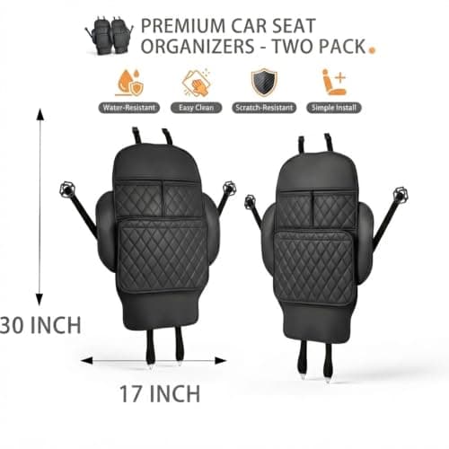 ROXAI 2 Pack Kick Mats Back Seat Protector, Seat Back Cover for Kids Feet, Anti-Kick Pad for Back of Front Seats – Waterproof, Keep Car Clean from Dirt, Scuffs & Stains